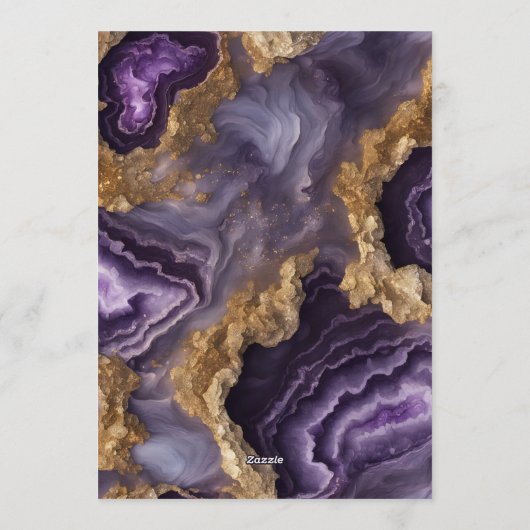 Purple Amethyst & Gold Agate Geode Ornate Wedding Kaart (Achterkant)