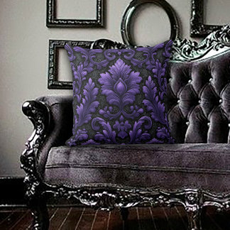 Purple and Black Damask Patterned  Kussen