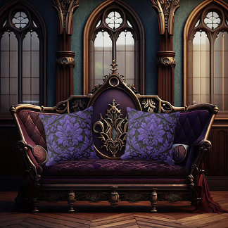 Purple and Black Damask Patterned  Kussen