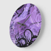 Purple and Black Goth Pattern Wall Clock Grote Klok (Hoek)