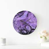 Purple and Black Goth Pattern Wall Clock Grote Klok (Huis)