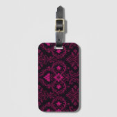 Purple and black gothic damask pattern bagagelabel (Voorkant (verticaal))