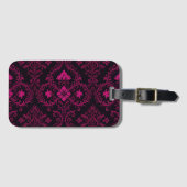 Purple and black gothic damask pattern bagagelabel (Voorkant (horizontaal))