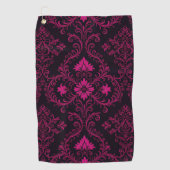 Purple and black gothic damask pattern golfhanddoek (Voorkant)