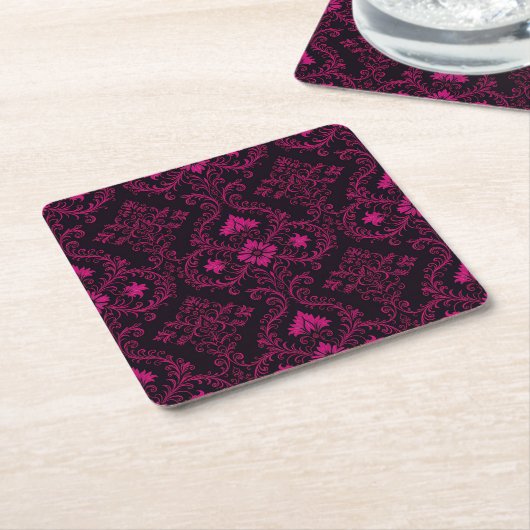Purple and black gothic damask pattern kartonnen onderzetters (Schuin)