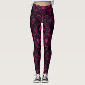 Purple and black gothic damask pattern leggings (Voorkant)