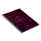 Purple and black gothic damask pattern notitieboek (Rechterzijde)