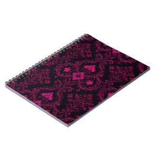 Purple and black gothic damask pattern notitieboek