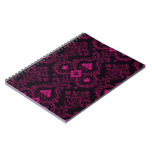Purple and black gothic damask pattern notitieboek (Linkerzijde)