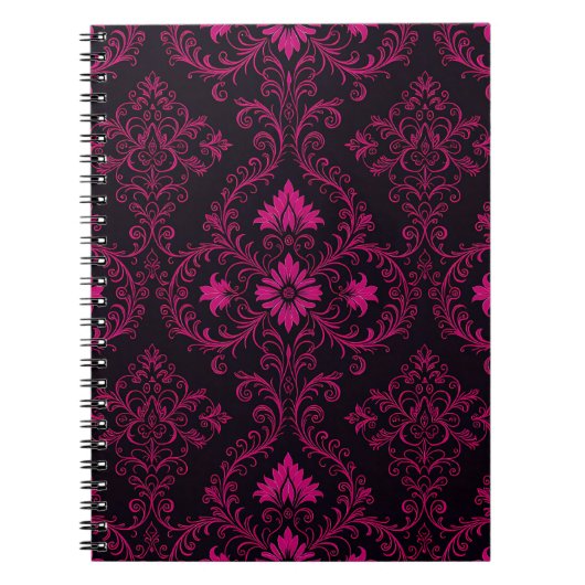 Purple and black gothic damask pattern notitieboek (Voorkant)
