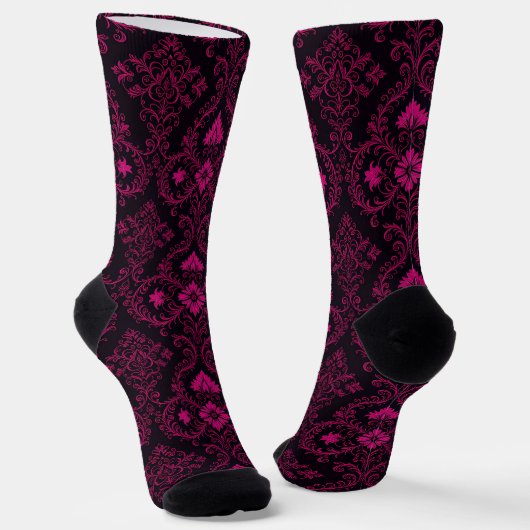 Purple and black gothic damask pattern sokken (Gebogen)