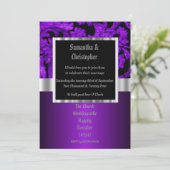 Purple and black gothic wedding photo invitation kaart (Staand voorkant)