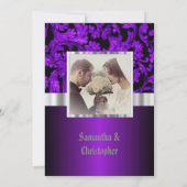 Purple and black gothic wedding photo invitation kaart (Achterkant)