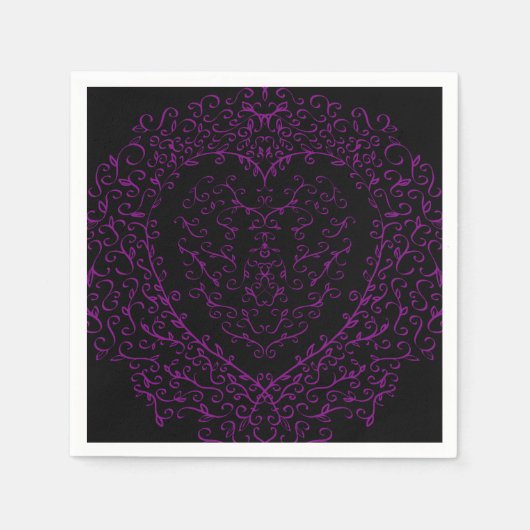 Purple and Black Heart Gothic Wedding Napkins Servet (Voorkant)