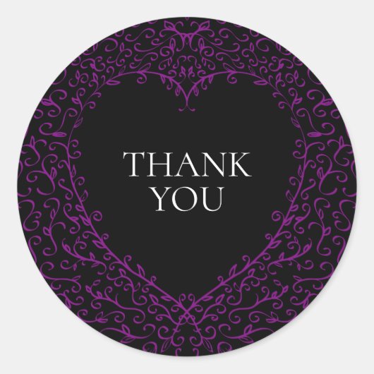 Purple and Black Heart Gothic Wedding Stickers (Voorkant)