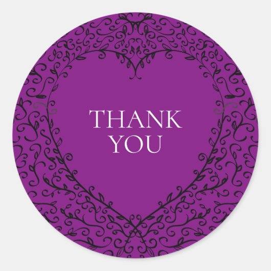 Purple and Black Heart Gothic Wedding Stickers (Voorkant)