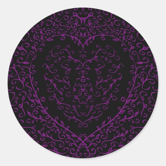 Purple and Black Heart Gothic Wedding Stickers (Voorkant)