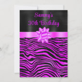 Purple and Black Zebra Stripes Birthday Party Kaart (Voorkant)