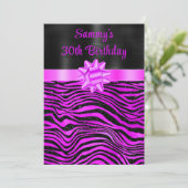 Purple and Black Zebra Stripes Birthday Party Kaart (Staand voorkant)