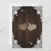 Purple and Blue Floral Hearts Wood Lace Wedding Kaart (Achterkant)