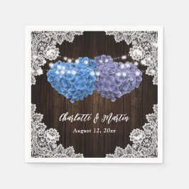 Purple and Blue Floral Hearts Wood Lace Wedding Servet