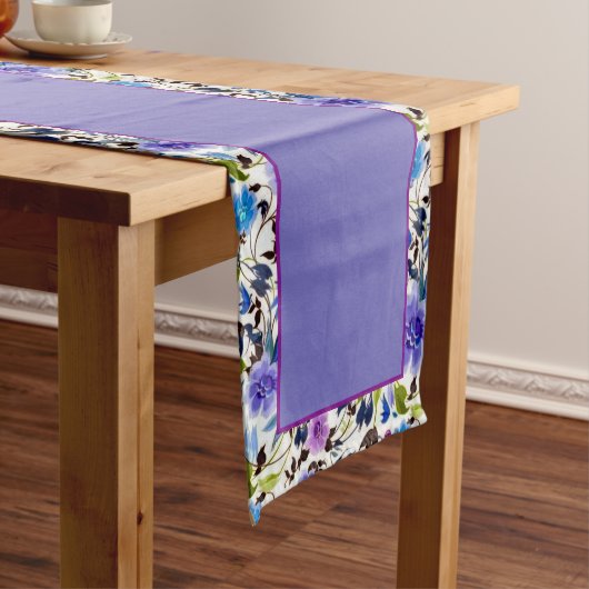 Purple and blue floral medium table runner korte tafelloper (Voorbeeld)