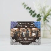 Purple and Blue Floral Photo Collage Wedding Save The Date (Staand voorkant)