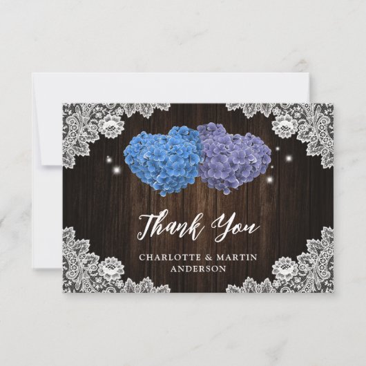Purple and Blue Floral Wedding Bedankkaart (Voorkant)