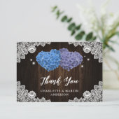 Purple and Blue Floral Wedding Bedankkaart (Staand voorkant)