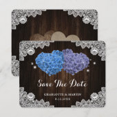 Purple and Blue Floral Wedding Save The Date Card (Voorkant / Achterkant)