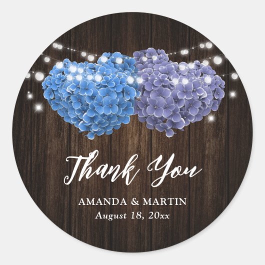 Purple and Blue Floral Wedding Thank You Ronde Sticker (Voorkant)