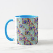 Purple and Blue Flowers Squares Zigzags Mok (Links)