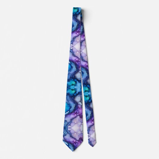 Purple and Blue Fluid Ink Abstract Dreamy Bold Stropdas (Voorkant)