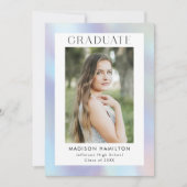 Purple and Blue Holographic Photo Graduation Party Kaart (Voorkant)