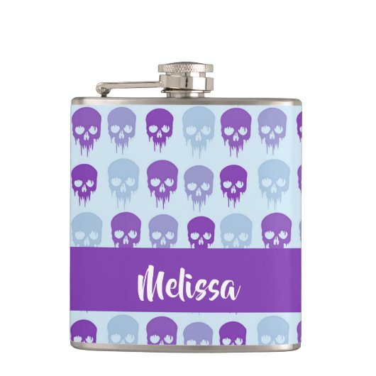 Purple and blue melting skulls pattern heupfles (Voorkant)