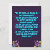 Purple and Blue Neon Glowing Birthday Party Kaart (Achterkant)