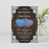 Purple and Blue Rustic Floral Wedding Kaart (Staand voorkant)