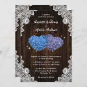 Purple and Blue Rustic Floral Wedding Kaart (Voorkant / Achterkant)