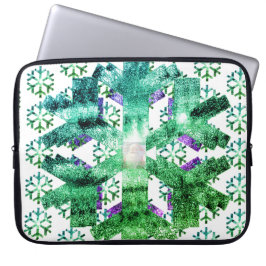 Purple and Blue Snowflakes on an Electronics Bag Laptop Sleeve