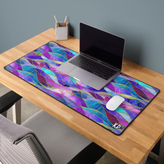 Purple and Blue Stained Glass Mosaic pattern Bureaumat (Kantoor 2)