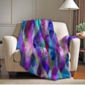 Purple and Blue Stained Glass Mosaic pattern Fleece Deken