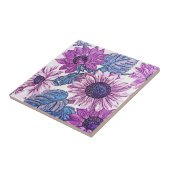 Purple and Blue Vintage Flower Art Tegeltje (Zijkant)