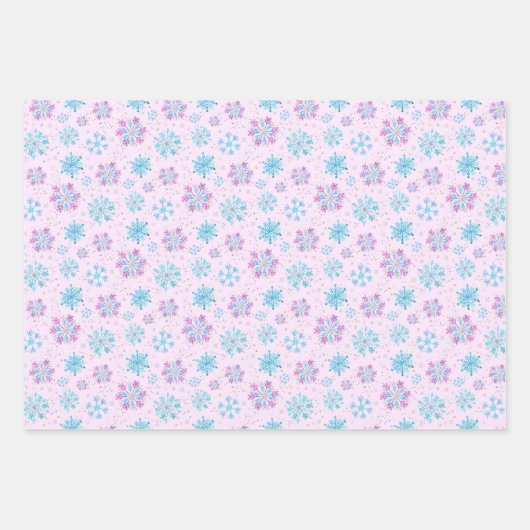 Purple and Blue Winter Snowflakes Pattern Inpakpapier Vel (Voorkant 2)