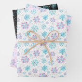 Purple and Blue Winter Snowflakes Pattern Inpakpapier Vel (In situ)