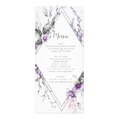 Purple and Blush Diamond Frame Wedding | Menu (Voorkant)