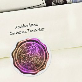 Purple and Copper Peacock Wax Look Seal Ronde Sticker