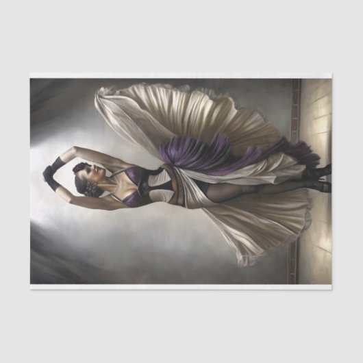 Purple and Cream Dancer in Spotlight Decouapage Tissuepapier (Voorkant)