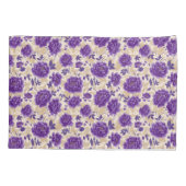 Purple and Cream Floral Pattern Pillowcases Kussensloop (Achterkant-Links)