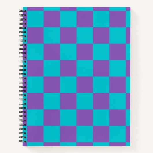Purple and Cyan Checkerboard Notitieboek (Voorkant)