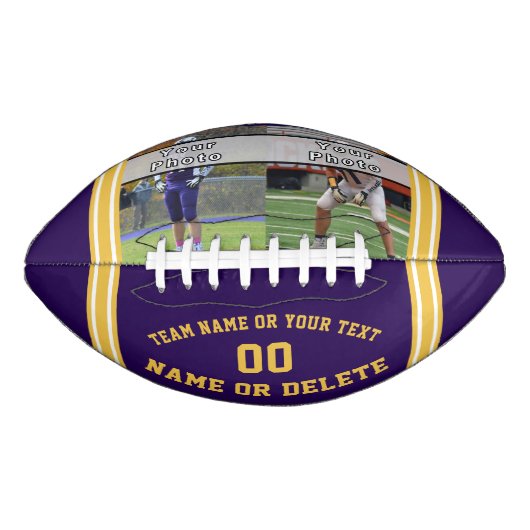 Purple and Gold 2 Photos, Personalized Football (Voorkant)